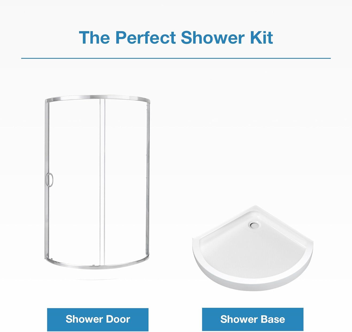 Breeze Premium 32'' W 77'' H Framed Round Reversible Shower Kit