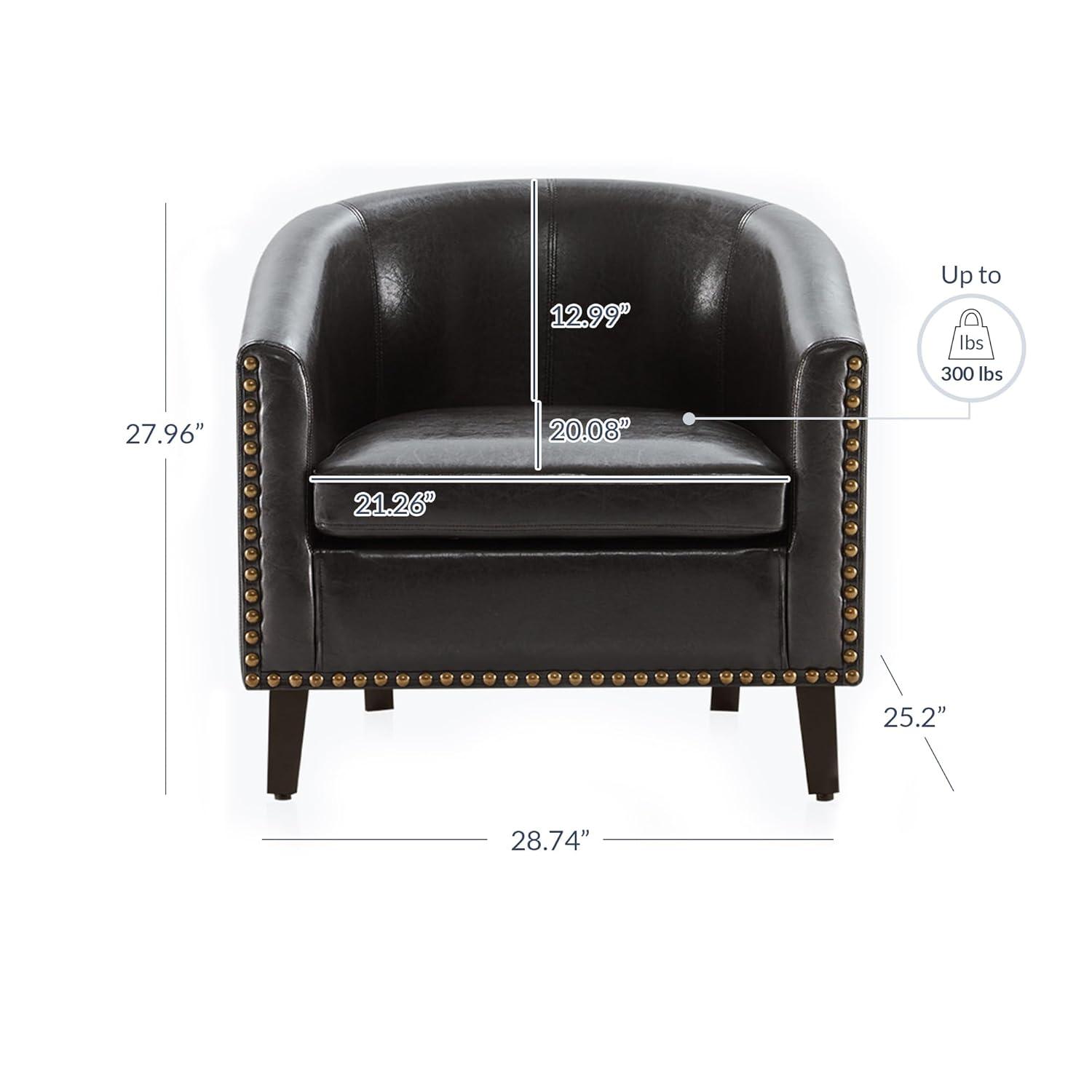 BELLEZE Modern Tub Barrel Faux Leather Accent Chair - Kyara (Brown)