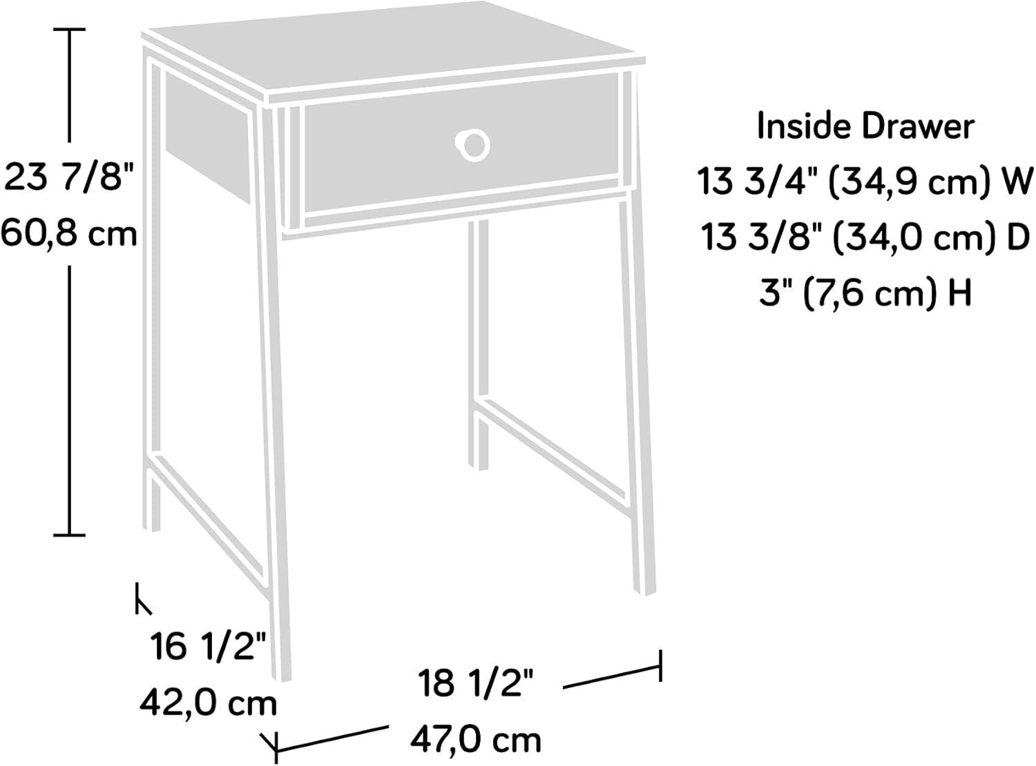 North Avenue Nightstand Charter Oak - Sauder: Metal Frame, Mid-Century Modern, Storage Drawer