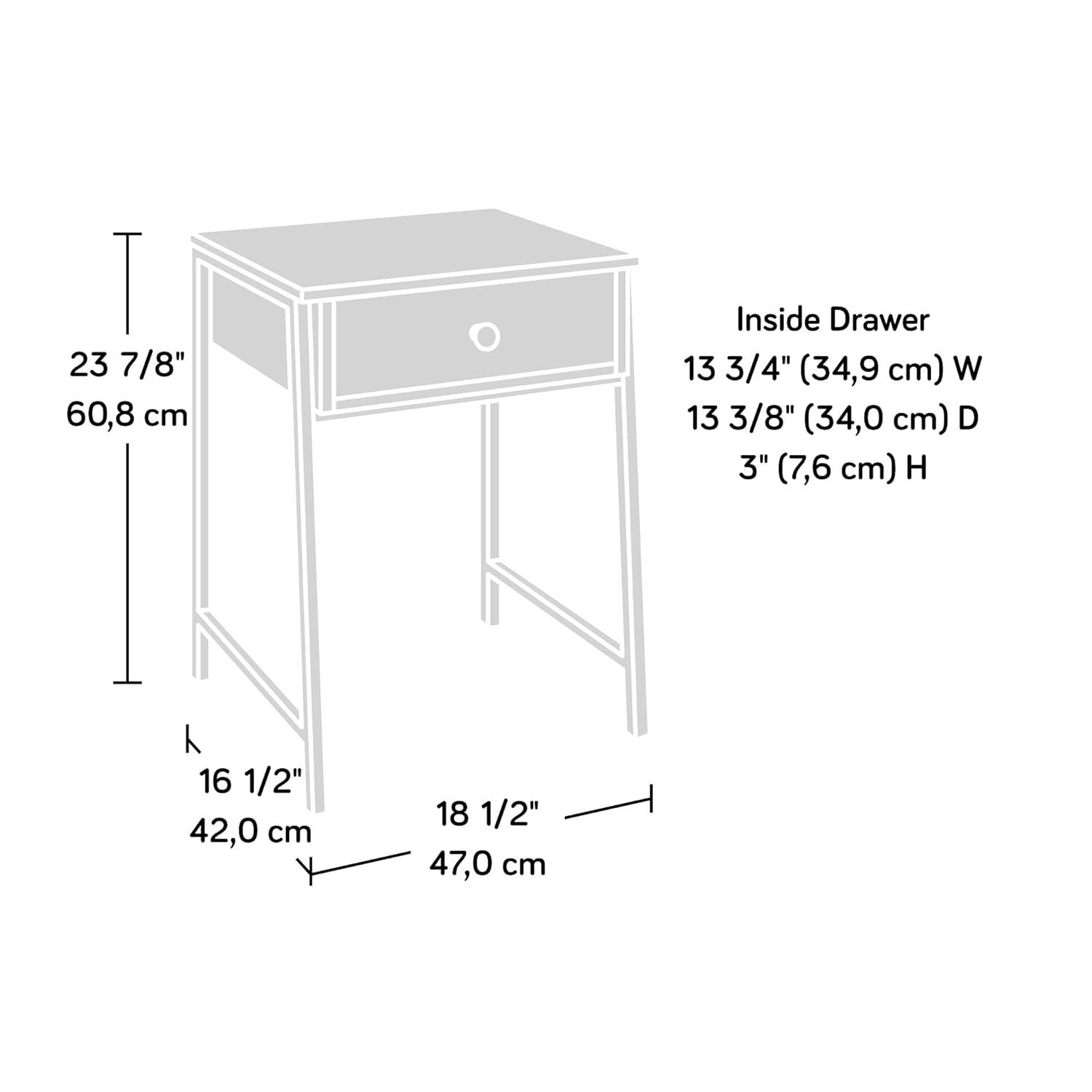 North Avenue Nightstand Charter Oak - Sauder: Metal Frame, Mid-Century Modern, Storage Drawer