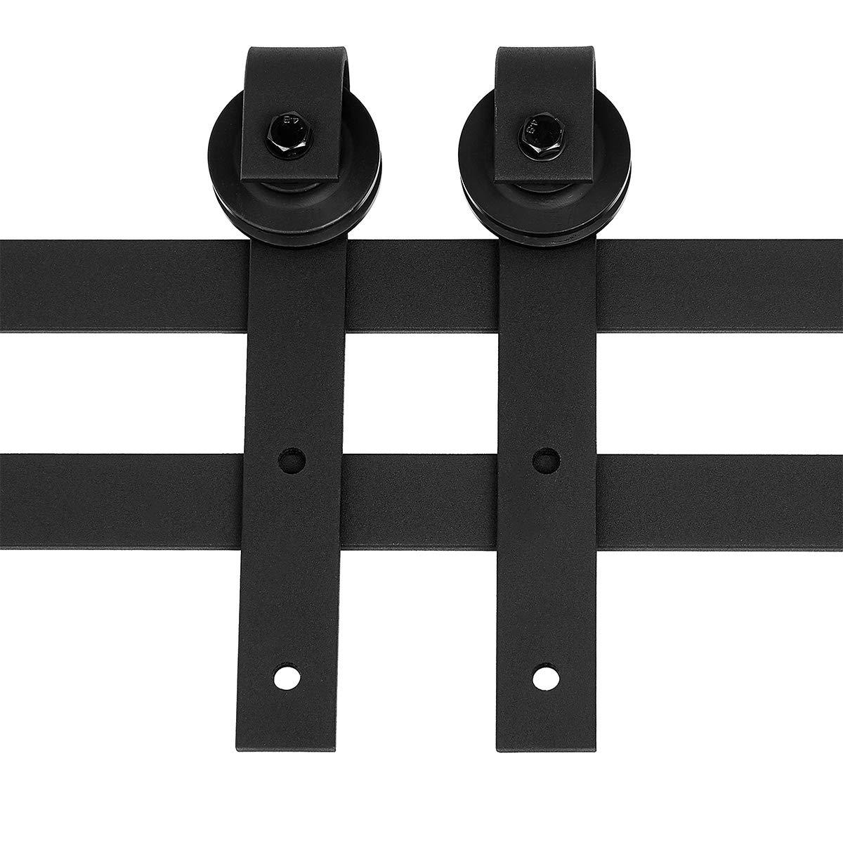 6.6FT Heavy Duty Sturdy Sliding Barn Door Hardware & Adjustable Floor Guide Wall Mount Roller & Pull Handle, J Shape Hangers, Smoothly and Quietly, Easy to Install, Fit 24"-36" Width Door B5A3351