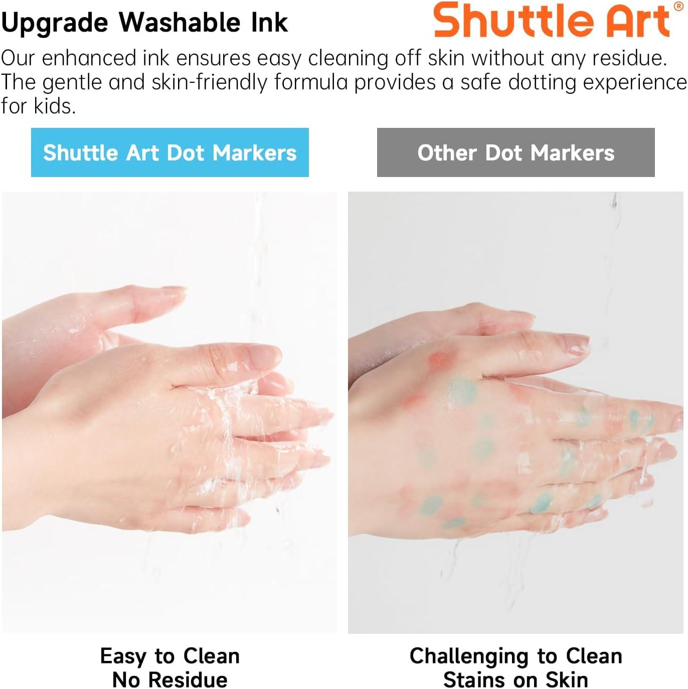 Shuttle Art Dot Markers, 14 Colors Bingo Daubers with 20 Unique Patterns of Dot Book for Art Activities, Non-Toxic Washable Coloring Markers