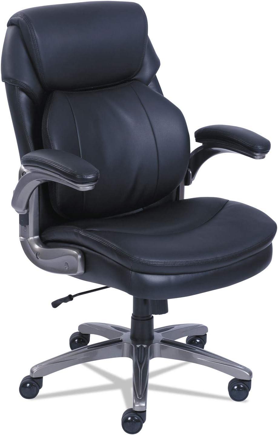 SertaPedic Black Leather Executive Swivel Chair with Adjustable Arms