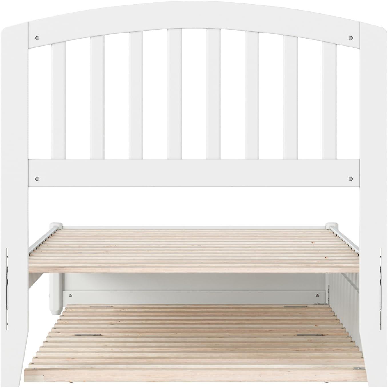 Lucia Twin XL Wood Platform Bed with Panel Footboard & Twin XL Trundle in White