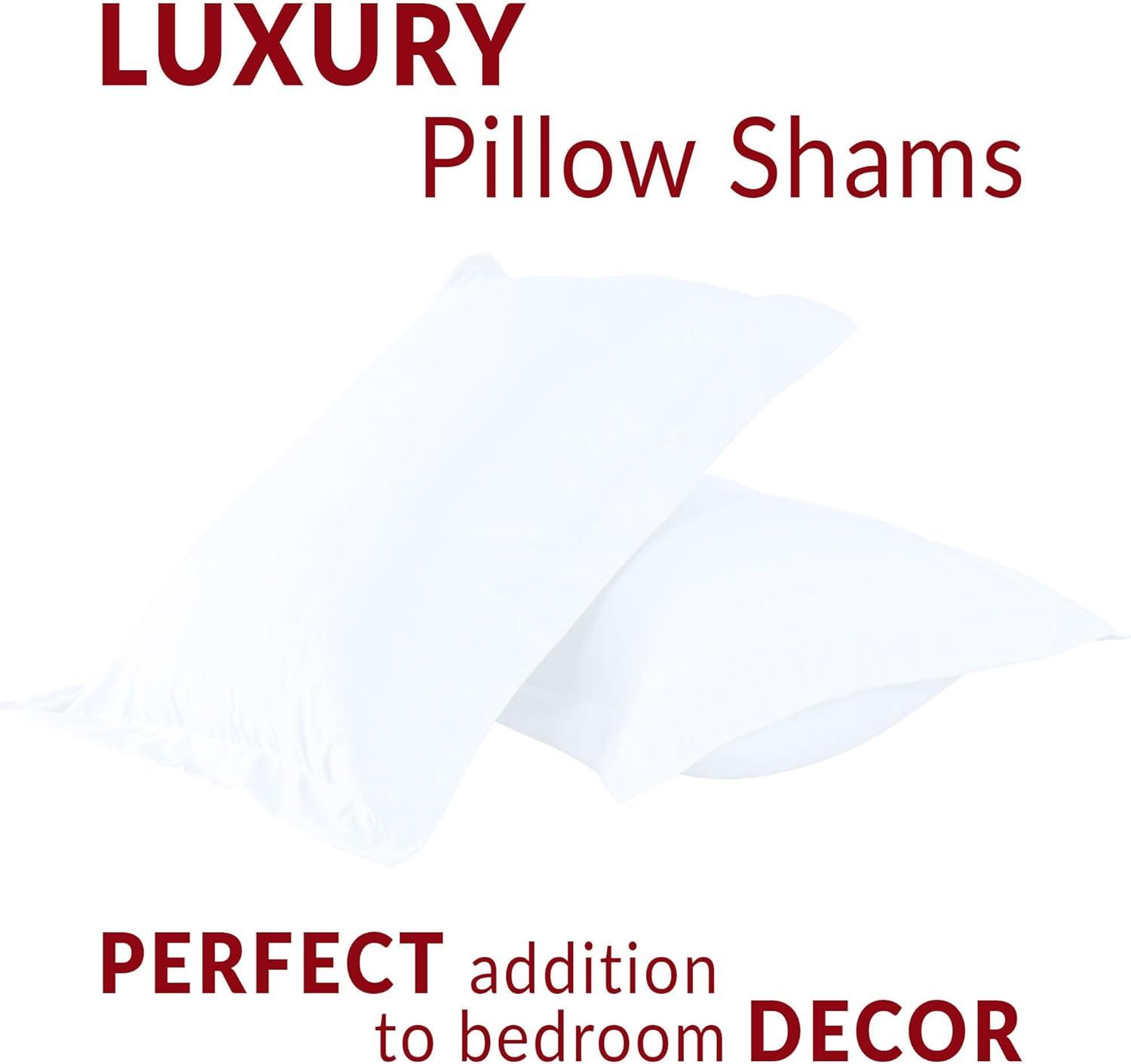 Vedanta Home Collection Standard Size Pillow Shams Standard 20''x 26'' Set of 2 White 600 Thread Count 100% Natural Cotton