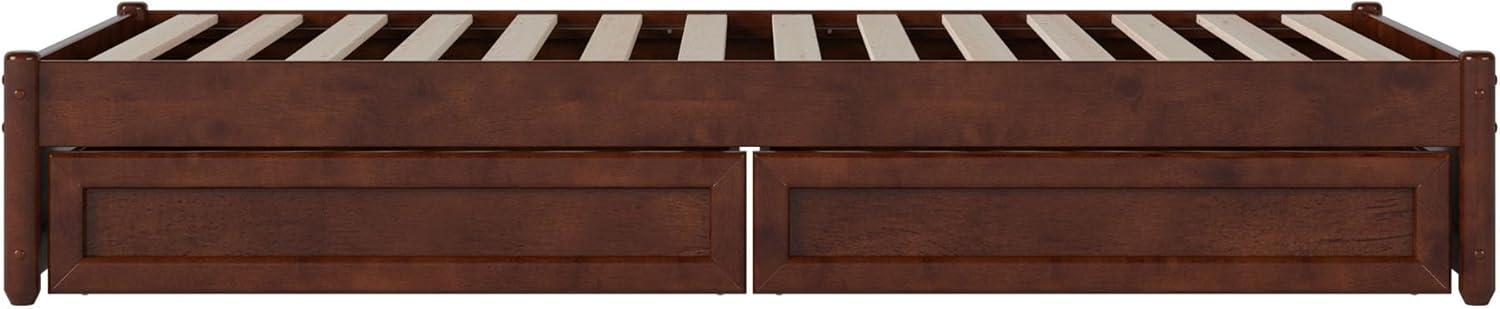 Barcelona King Solid Wood Panel Platform Bed with Storage Drawers in Walnut