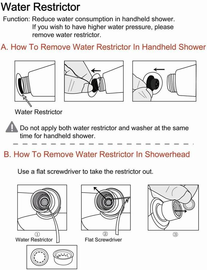 Ana Bath High-Pressure Anti-Clog 5-Inch 5- Setting Handheld Shower Head System + 96-Inch Stainless Steel Shower Hose (Chrome)