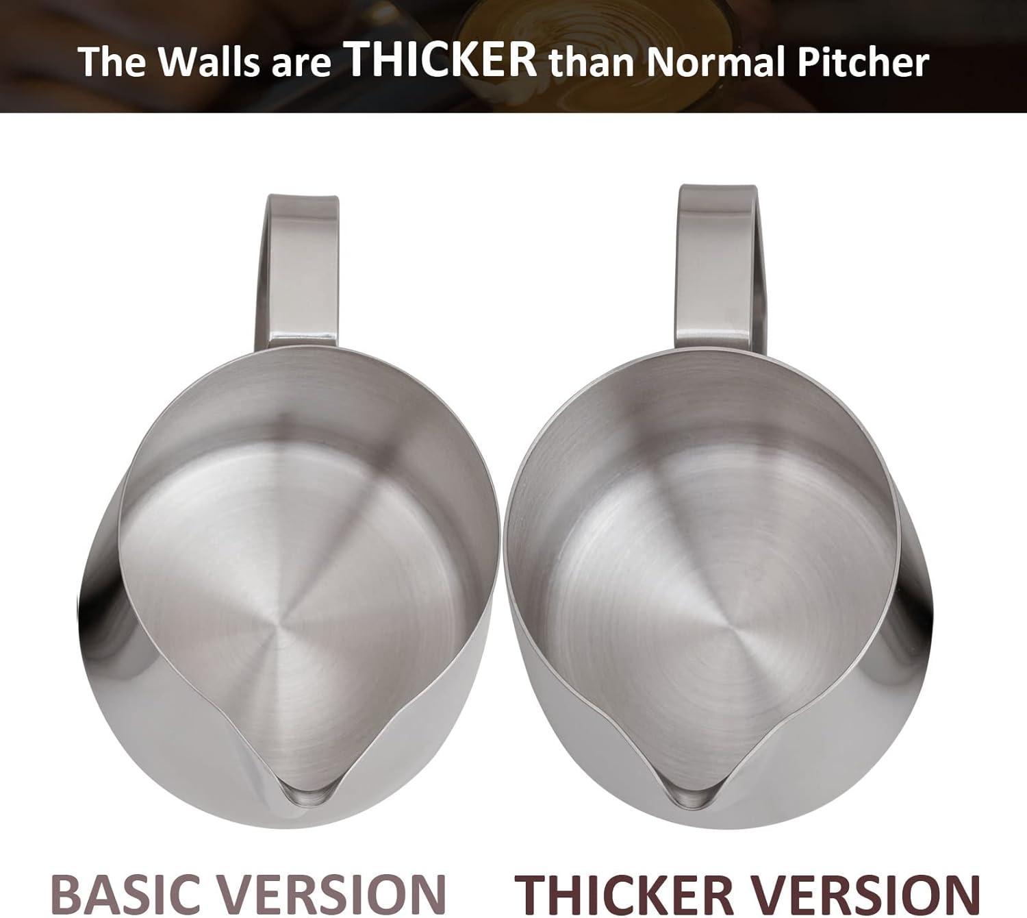 Milk Frothing Pitcher, 20oz Stainless Steel Milk Frother Cup Steaming Pitcher, Coffee Bar Cappuccino Espresso Machine Accessories Barista Tools, Metal Pitcher Milk Jug with Decorating Latte Art Pen