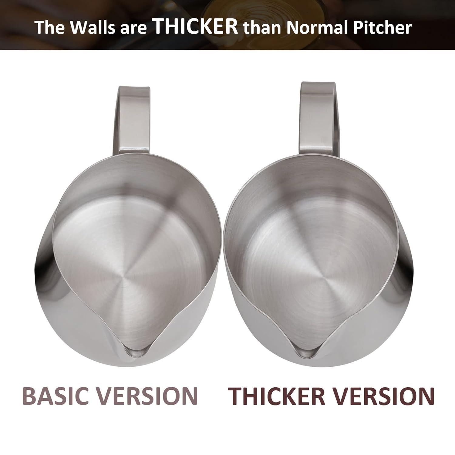 Milk Frothing Pitcher, 20oz Stainless Steel Milk Frother Cup Steaming Pitcher, Coffee Bar Cappuccino Espresso Machine Accessories Barista Tools, Metal Pitcher Milk Jug with Decorating Latte Art Pen