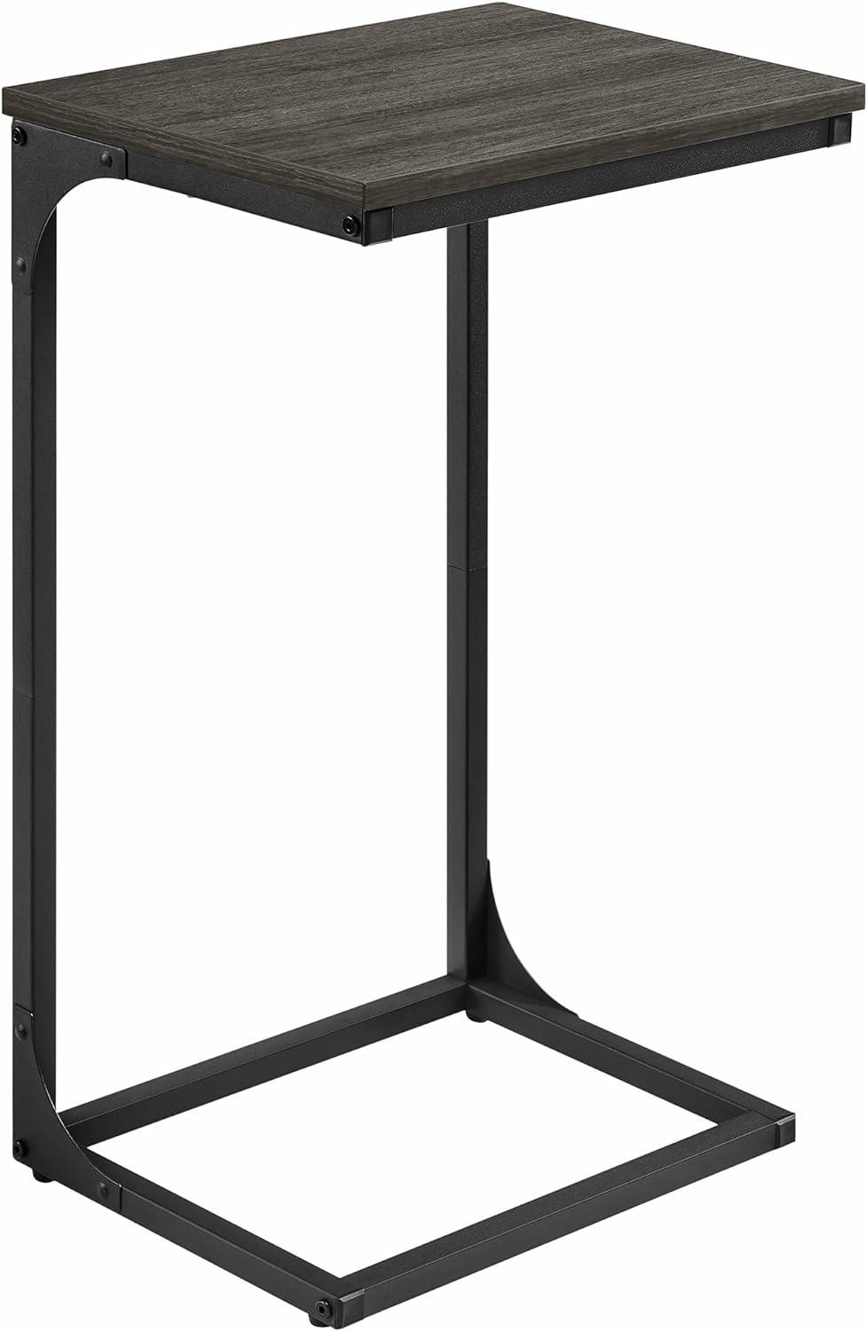 Ebonized Oak and Black Metal C-Shaped Side Table Set