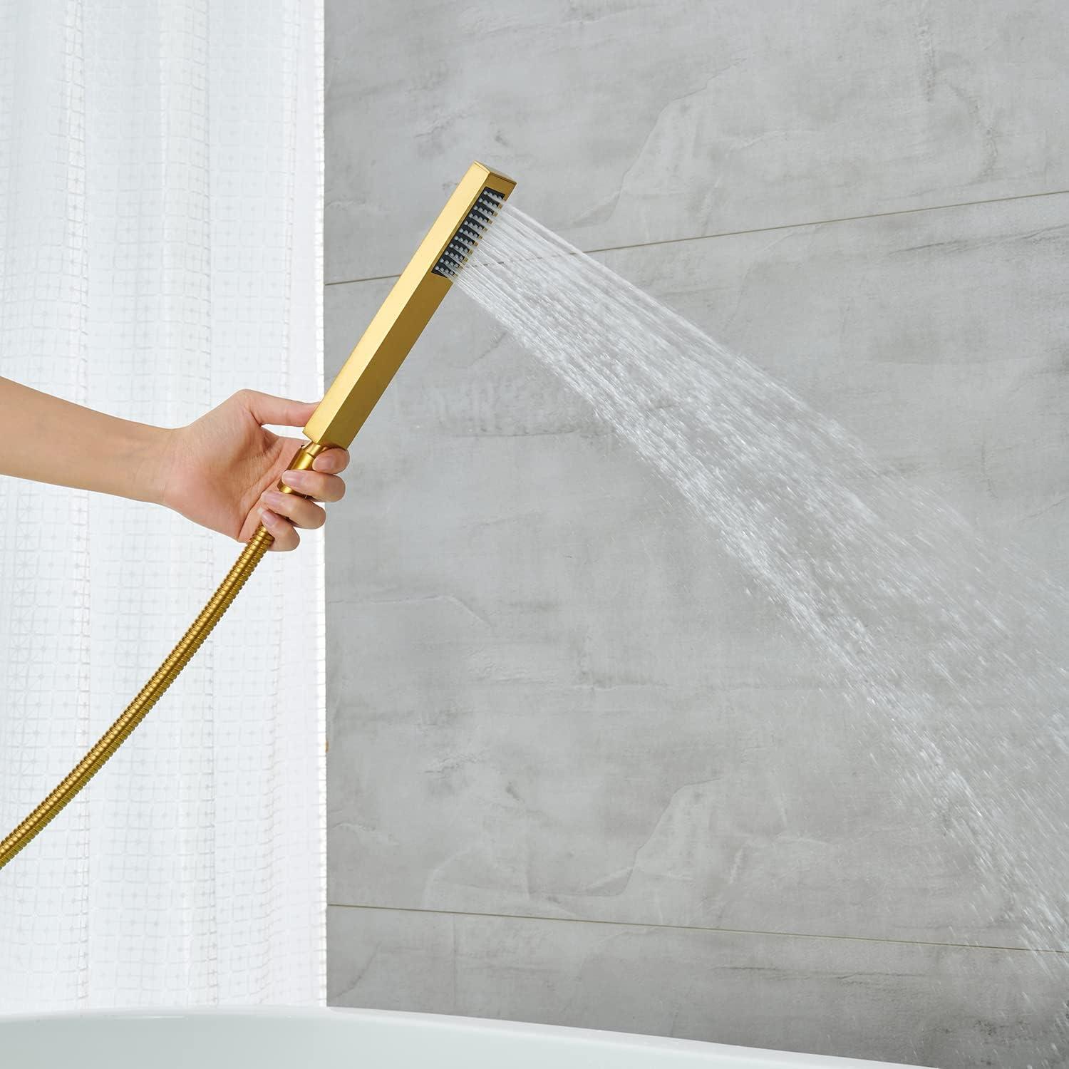 Chrome Freestanding Waterfall Tub Filler with Hand Shower