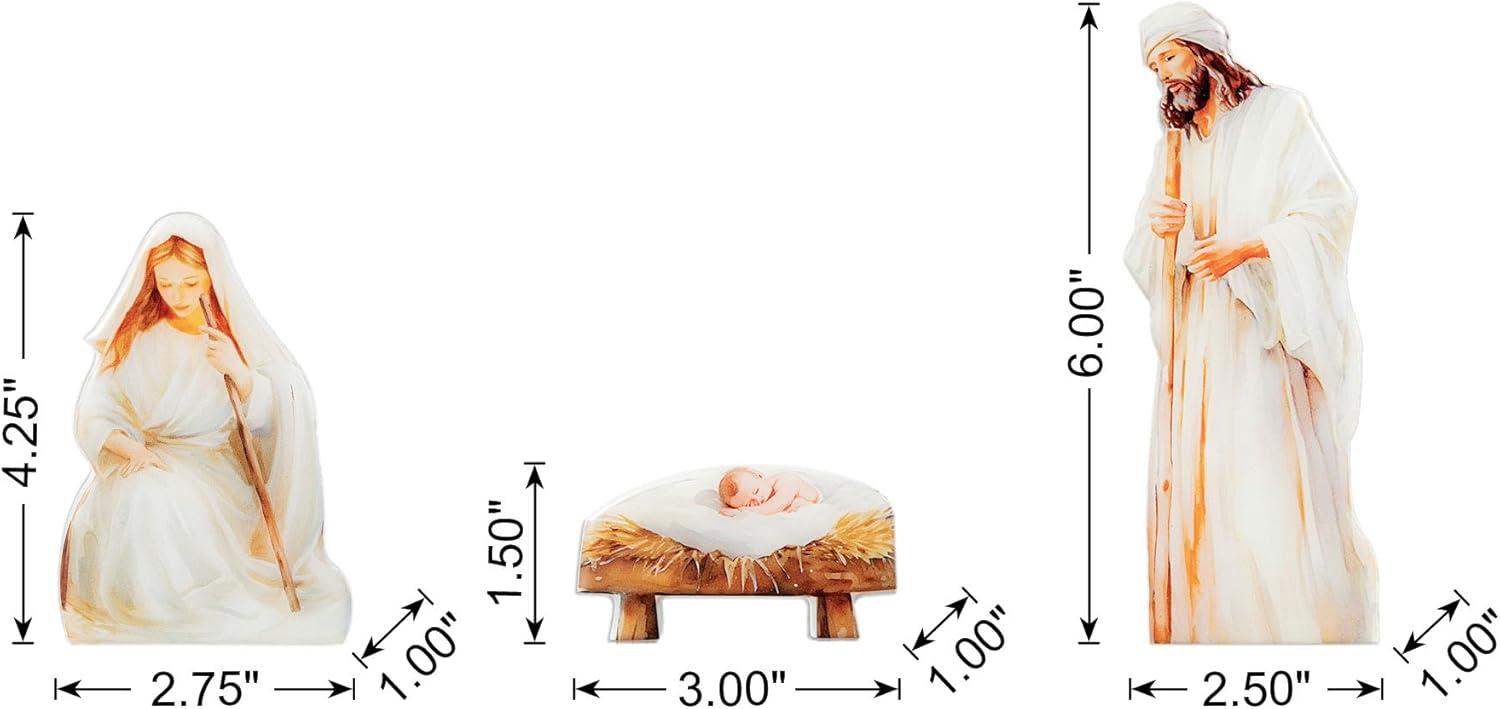 8.5" Wooden and Epoxy Resin Nativity Scene Set