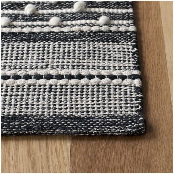 Striped Kilim STK516 Hand Woven Accent Rug - Black/Ivory - 2'3"x5' - Safavieh.