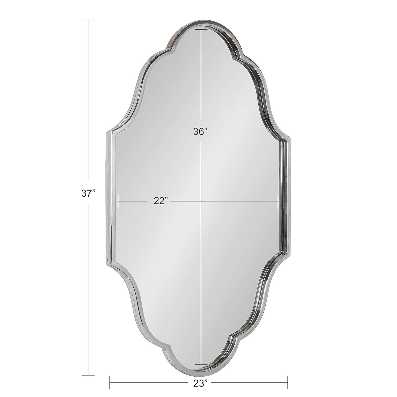23" x 37" Rowla Framed Decorative Wall Mirror Silver - Kate & Laurel All Things Decor: Arched, Curved, Metal Mount