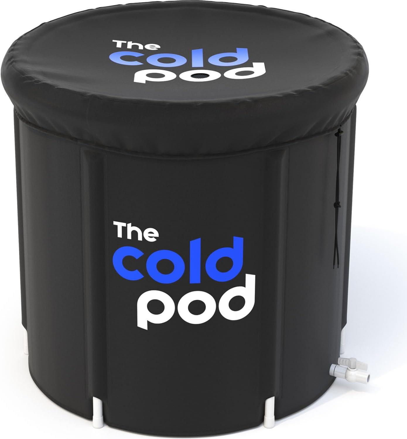 Black Cylindrical Portable Ice Bath Tub with Cover, 85 Gallons