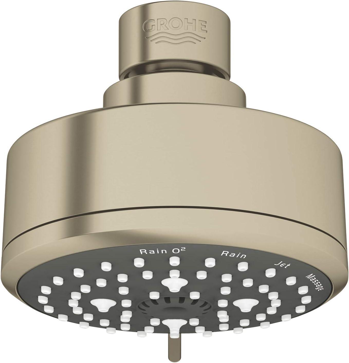 Tempesta Fixed 4-Setting Shower Head Rain O2 Rain Massage Jet Settings
