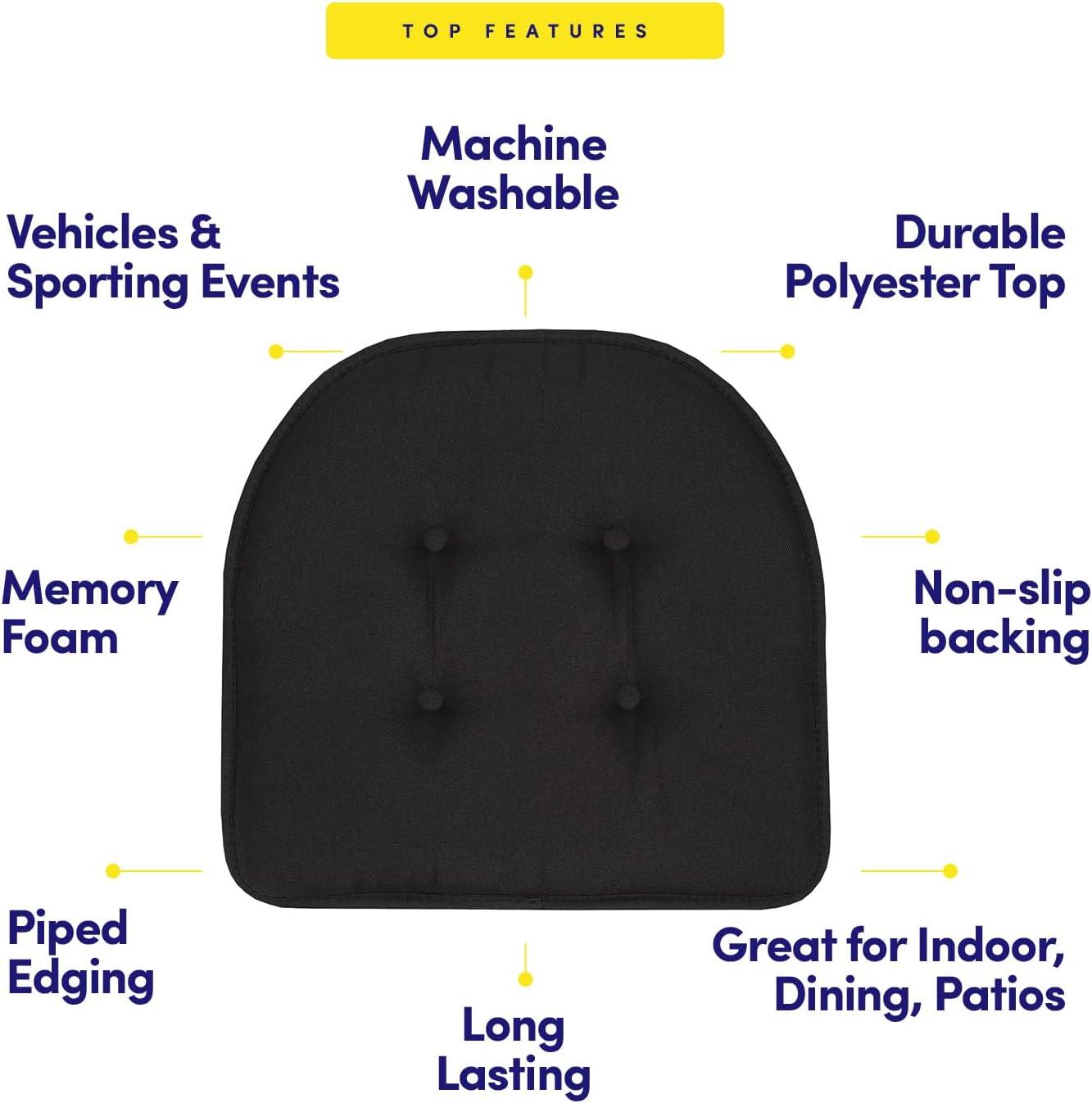 Black Memory Foam U-Shaped Chair Cushions Set of 6