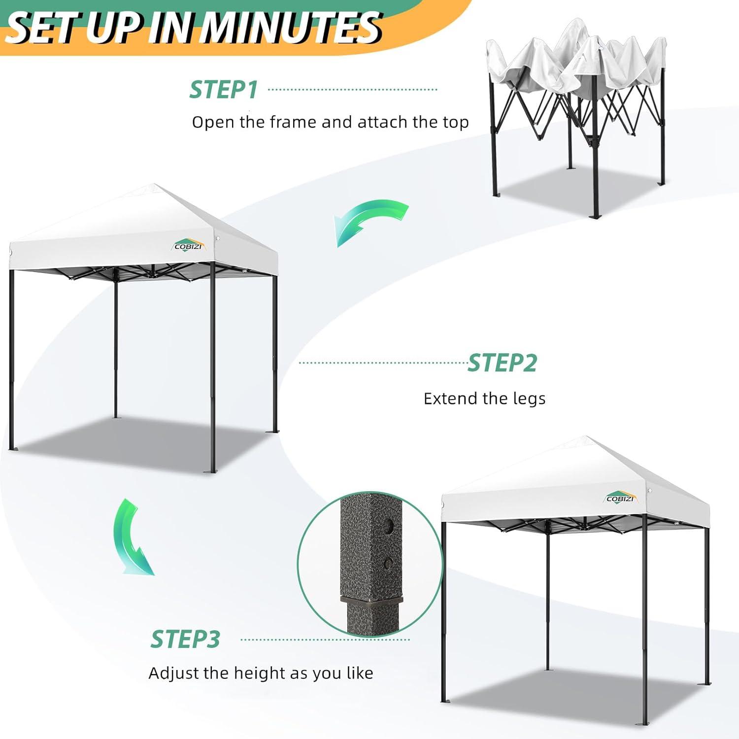 White 6.6x6.6ft Alloy Steel Pop Up Canopy Tent