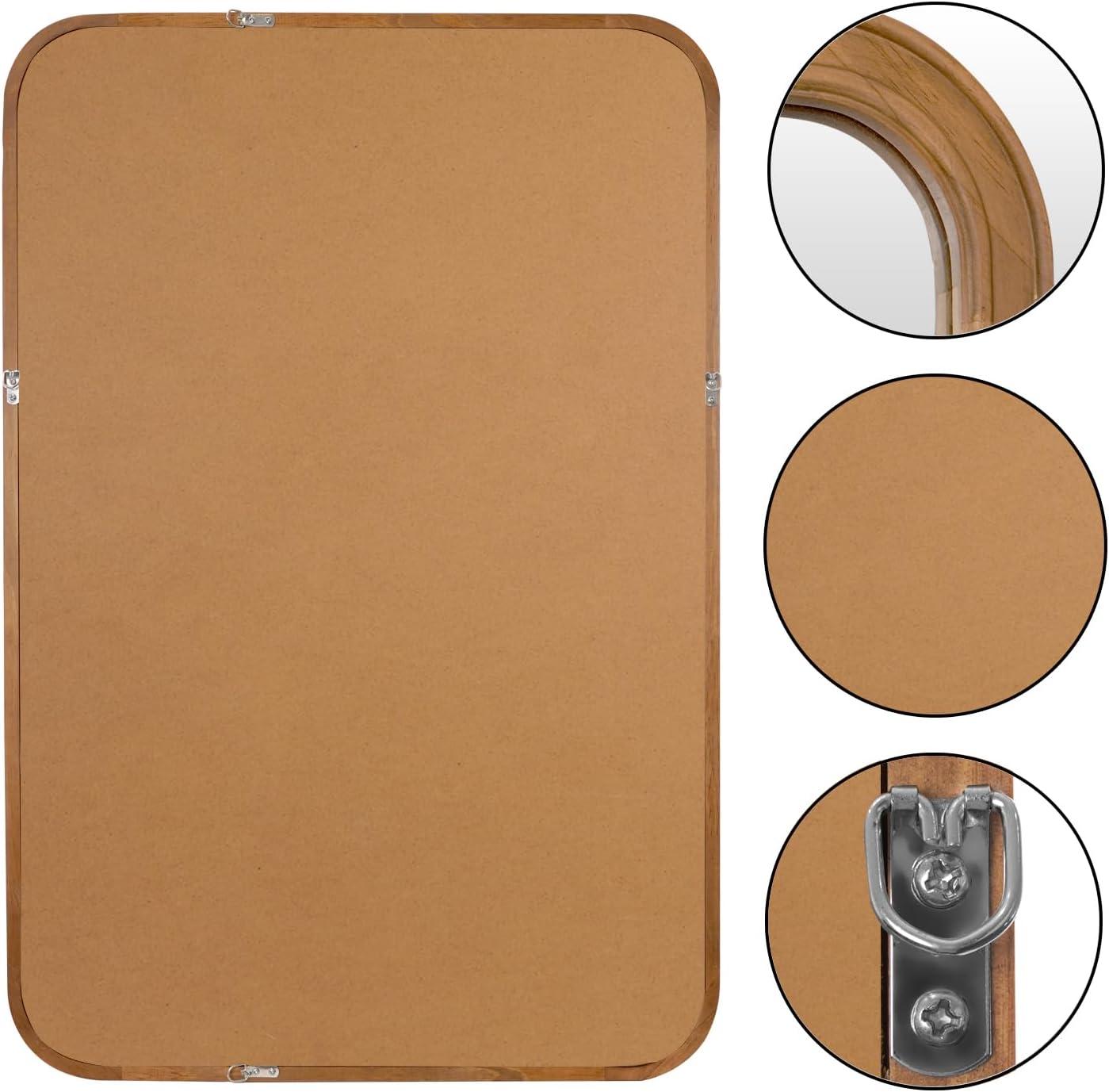 WallBeyond 20"x30" Farm Wall Mirror-C Natural Wood