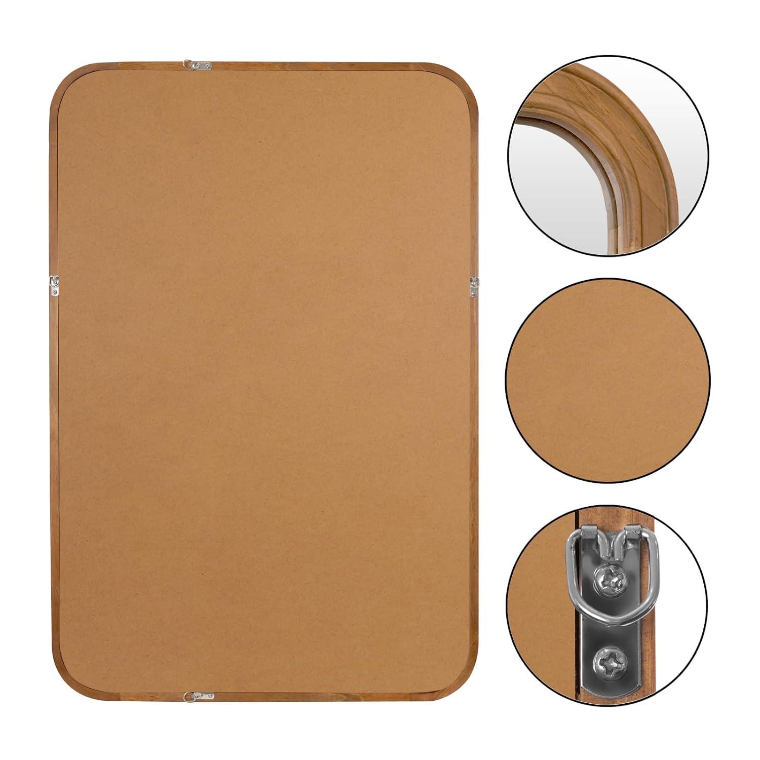 WallBeyond 20"x30" Farm Wall Mirror-C Natural Wood