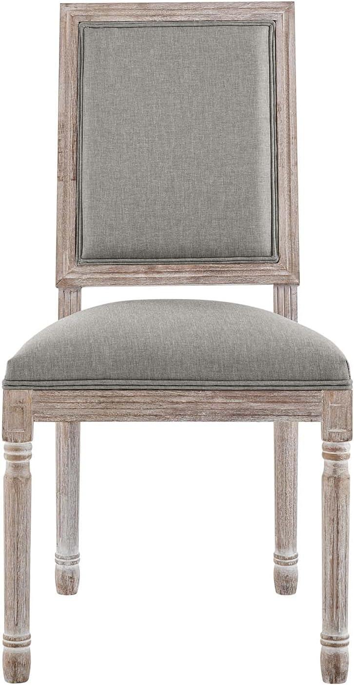Modway Court 20" Vintage French Fabric Dining Side Chair in Light Gray