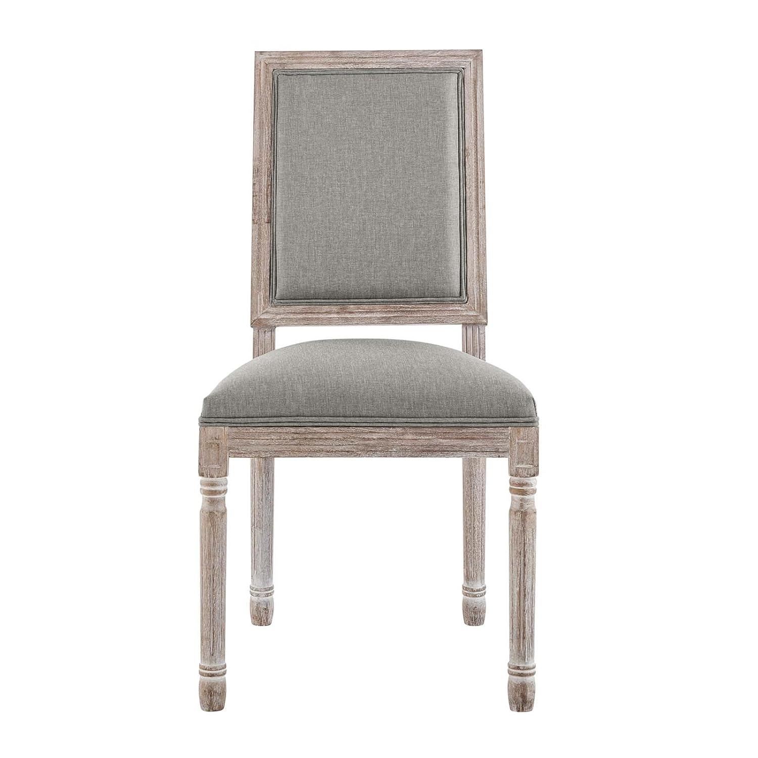 Modway Court 20" Vintage French Fabric Dining Side Chair in Light Gray