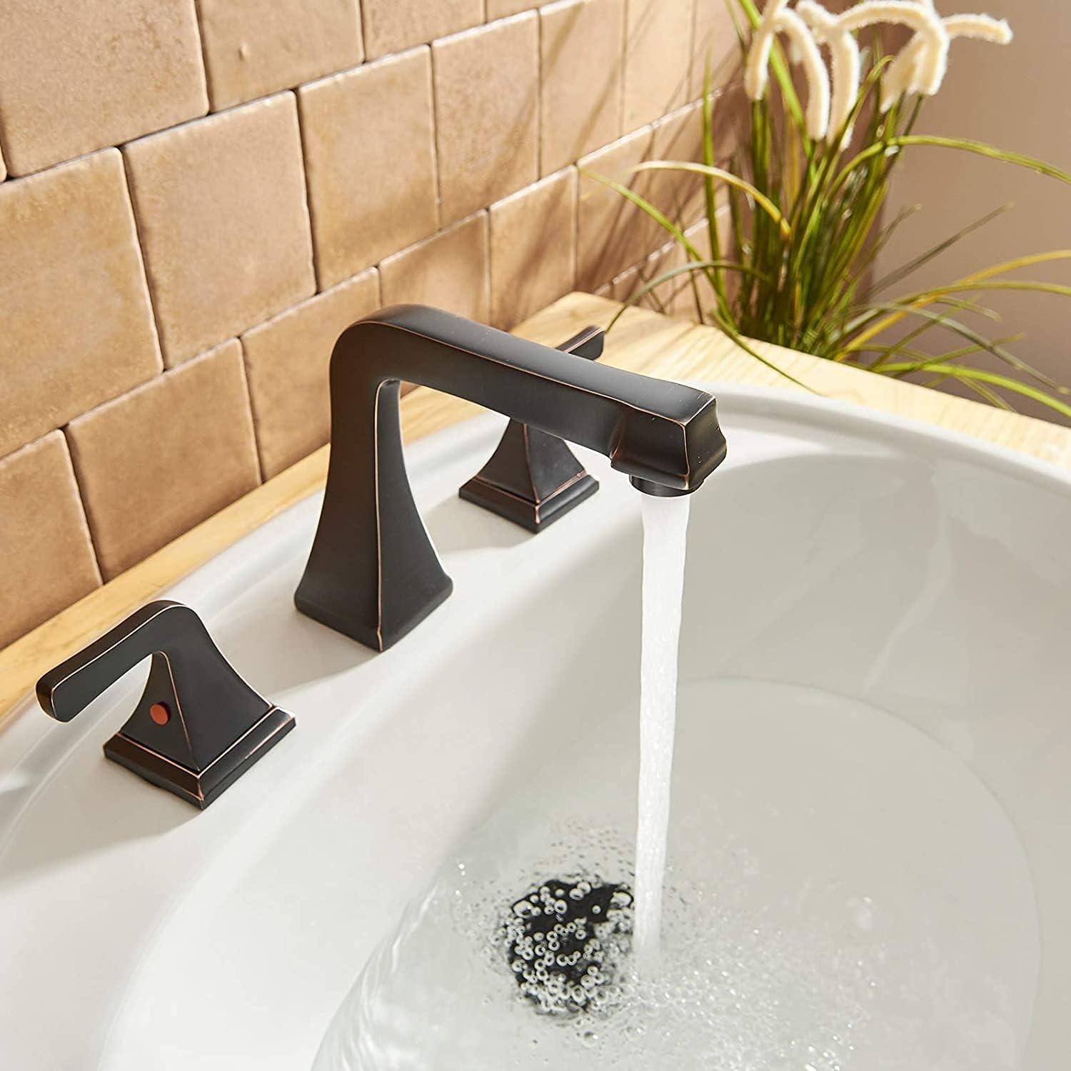 Oil Rubbed Bronze Widespread Bathroom Faucet with Lever Handles