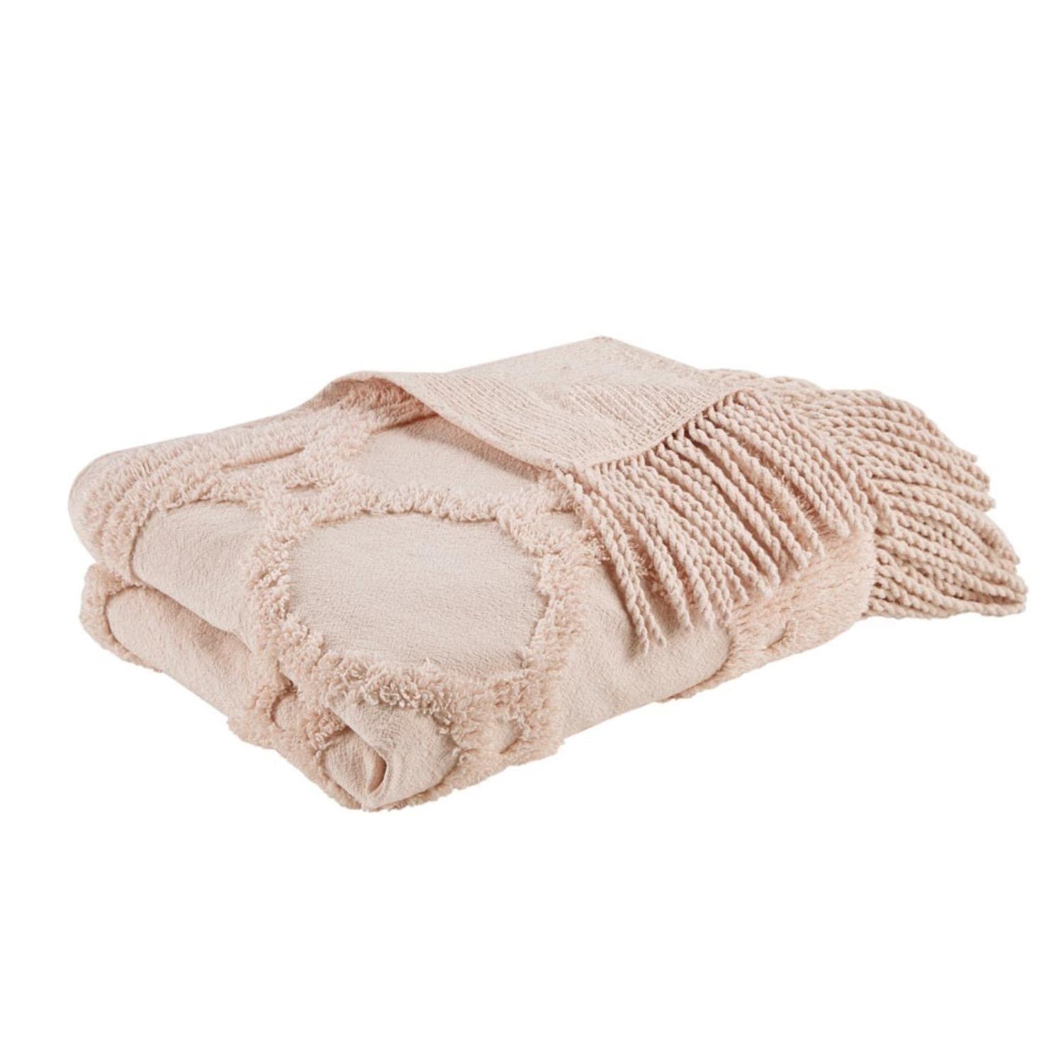 Brianne 100% Cotton Tufted Chenille Lightweight Throw With Fringe Tassel