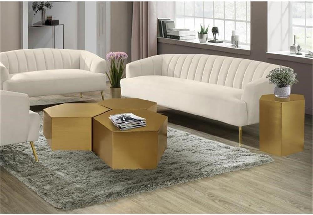 Meridian Furniture Hexagon Brushed Gold 3 Piece Modular Coffee Table