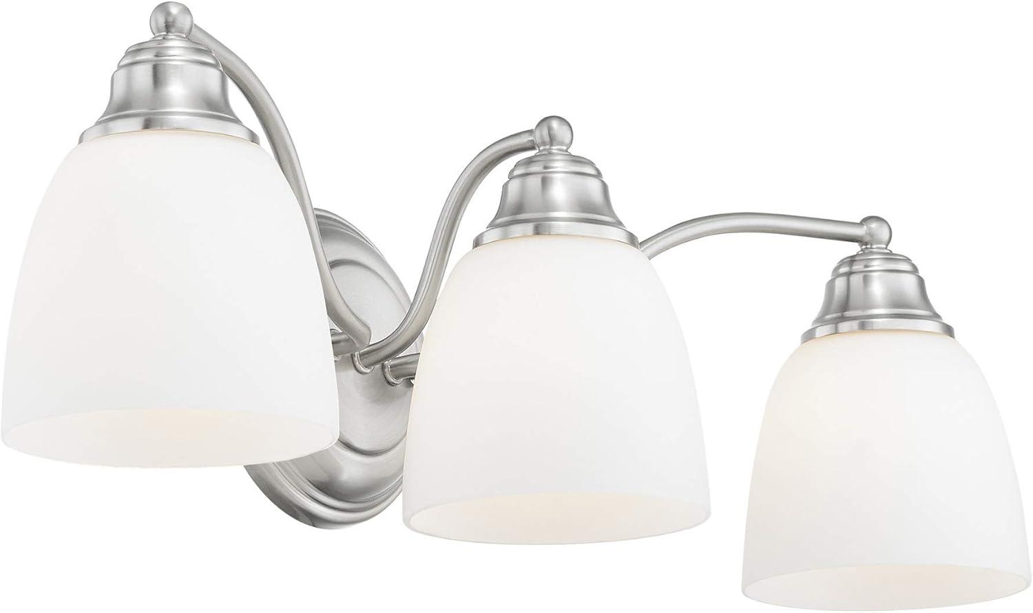 Somerville Brushed Nickel 3-Light Vanity with Satin Opal Glass