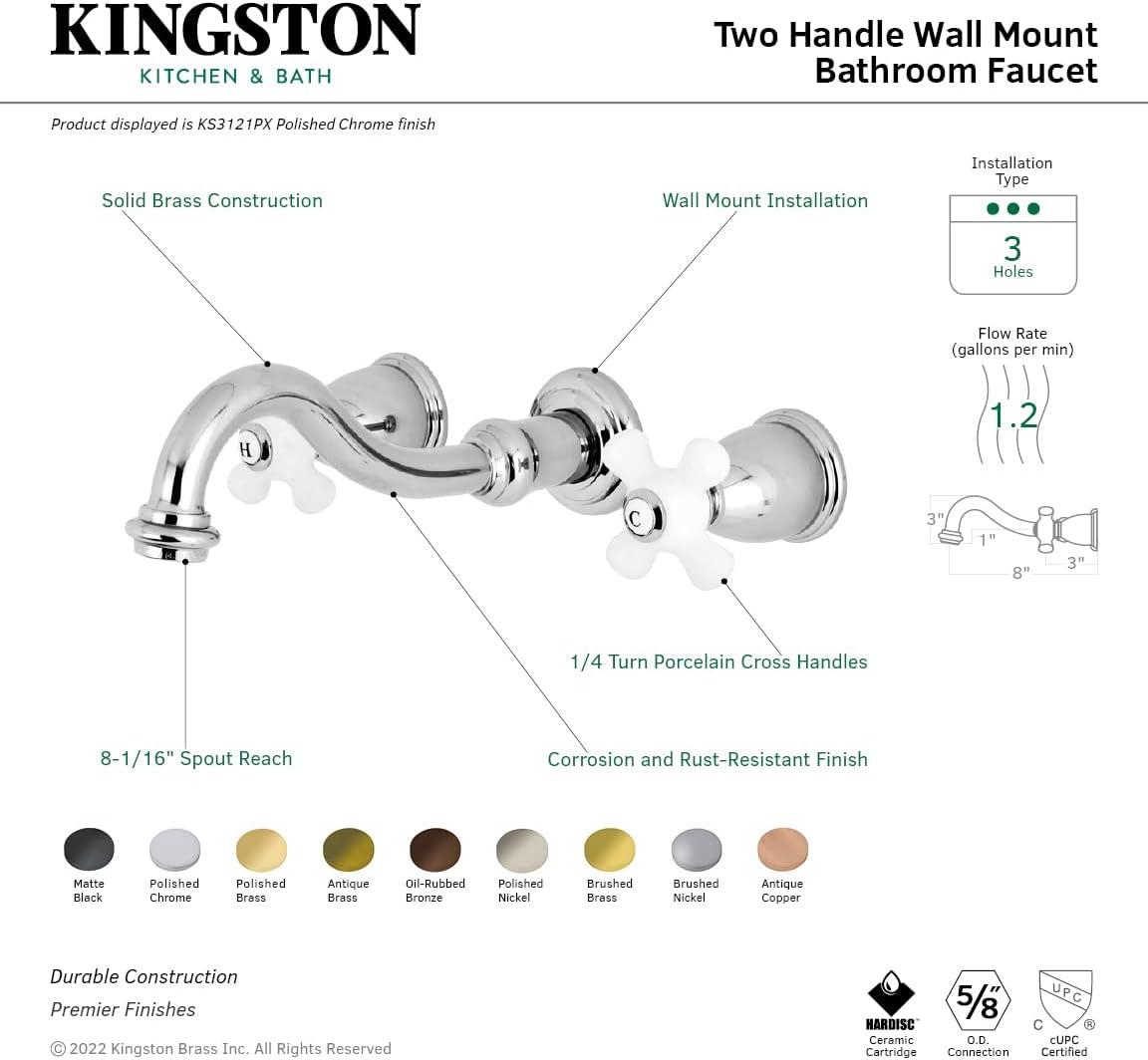 Elegant Traditional Matte Black Wall-Mount Bathroom Faucet