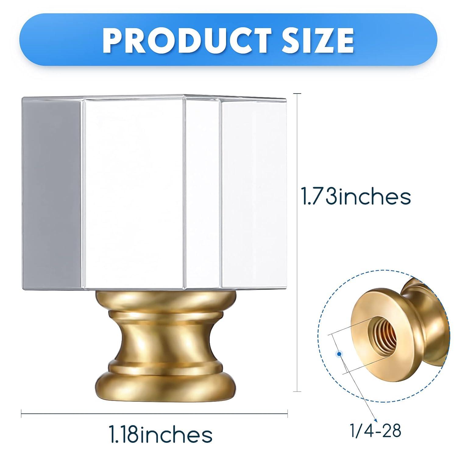 House of Hampton® 2 Pieces Cube Crystal Lamp Finial Clear Square Lamp Finial Cap with Chromed Base