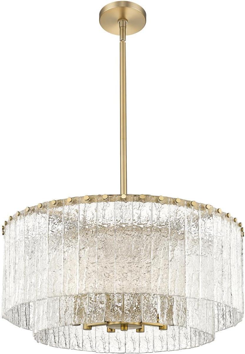 Glacier Modern Gold and Glass Two-Tier Pendant Light