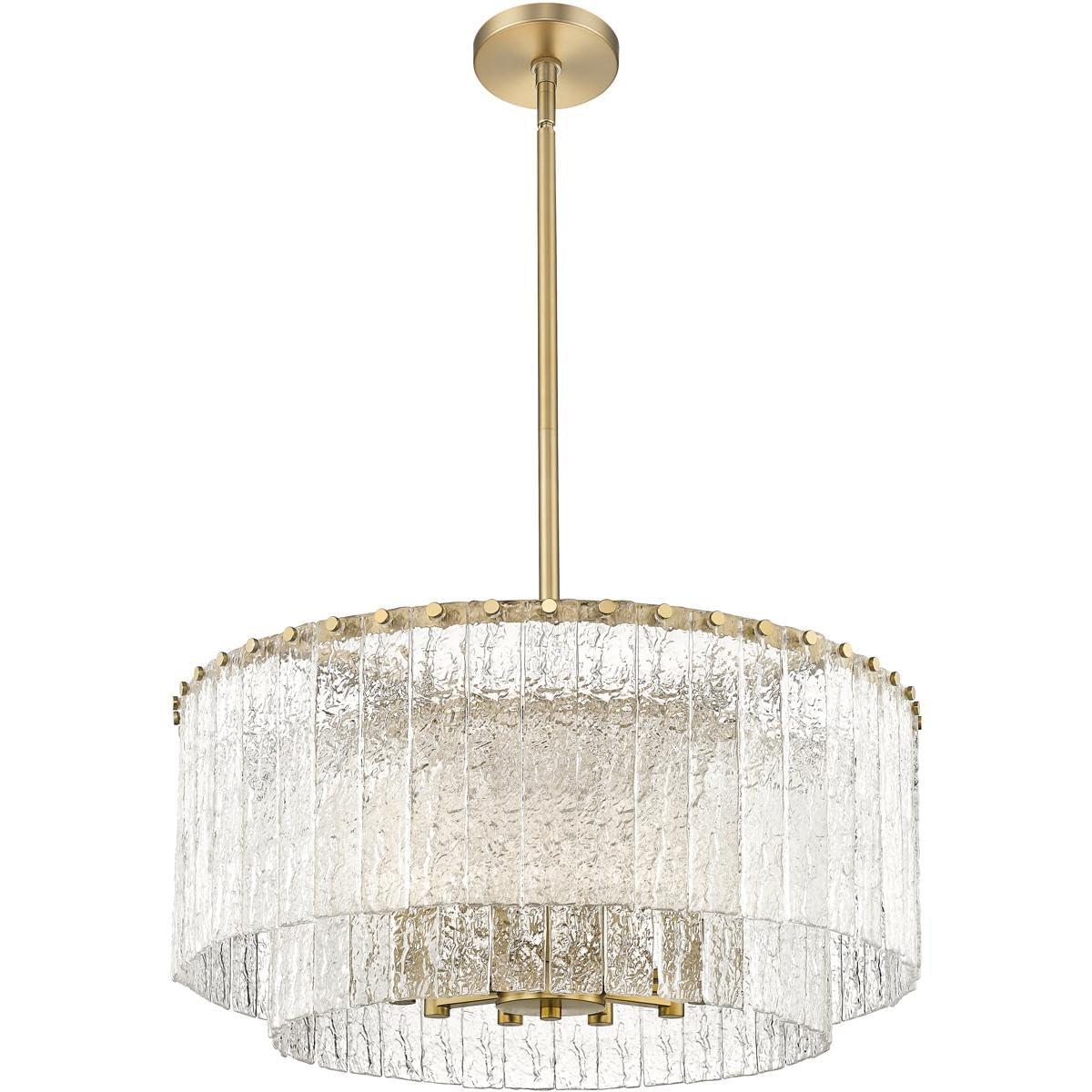 Glacier Modern Gold and Glass Two-Tier Pendant Light
