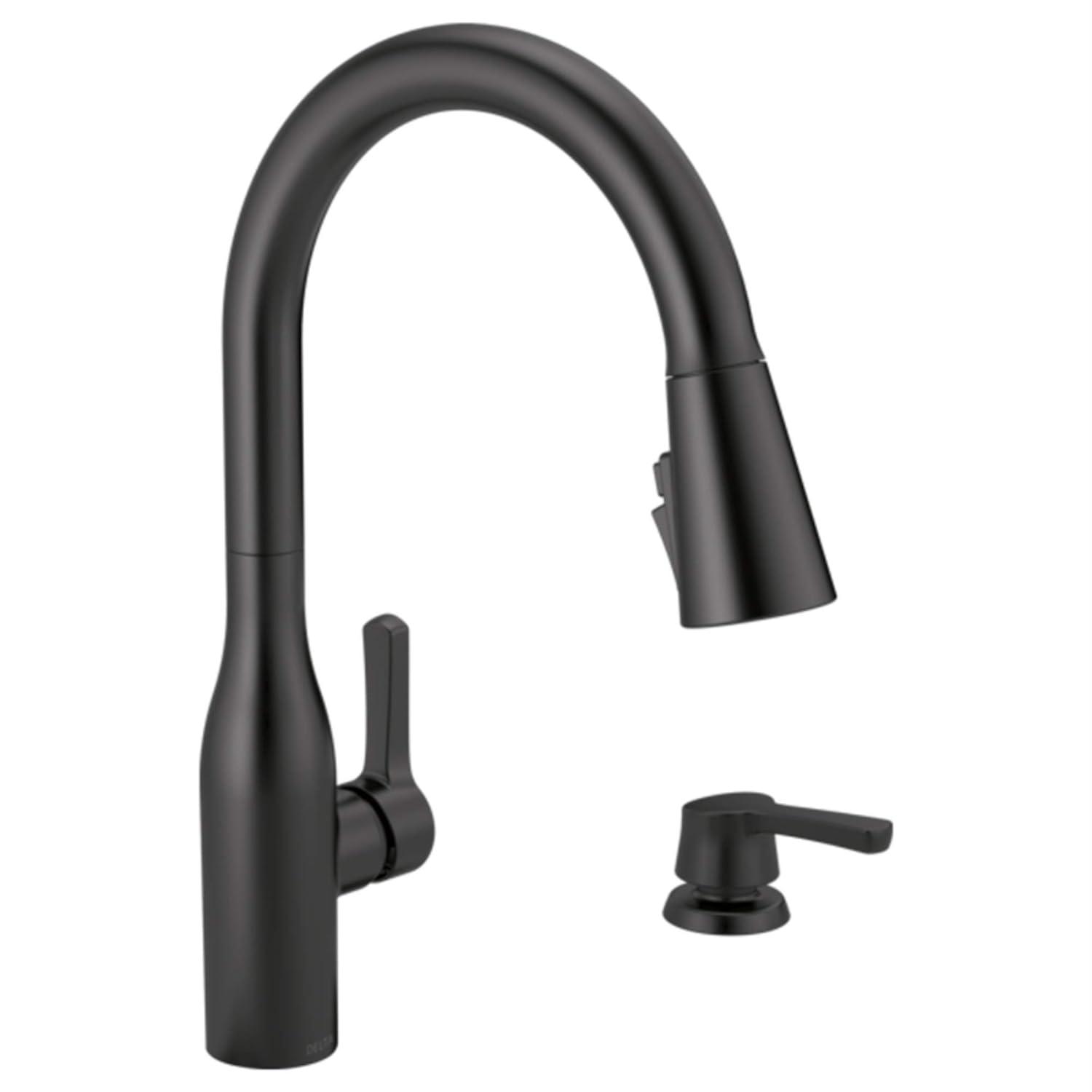 Matte Black Ceramic Single Handle Pull-Down Kitchen Faucet