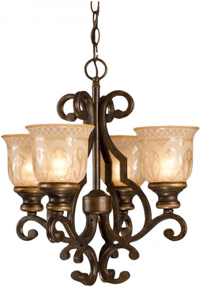 Bronze Umber Mini Crystal Glass 4-Light Chandelier