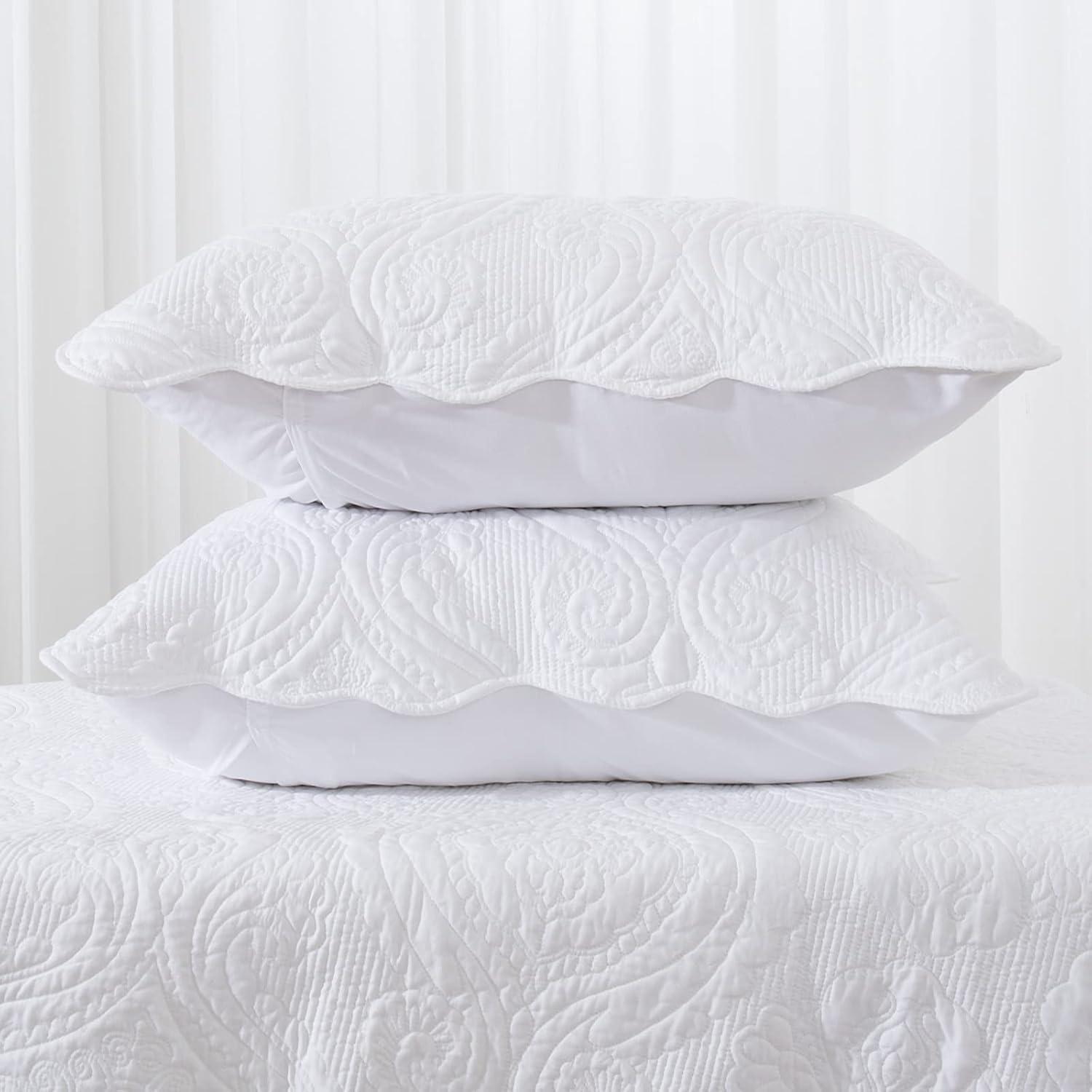 Quilted Pillow Shams Set White - Standard (20" x 26")