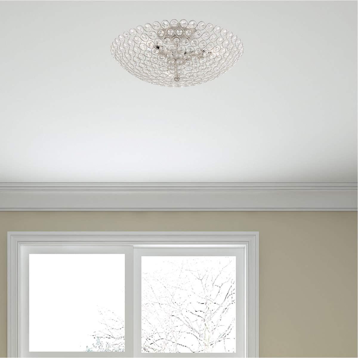 Cassandra Brushed Nickel 3-Light Crystal Bowl Ceiling Mount