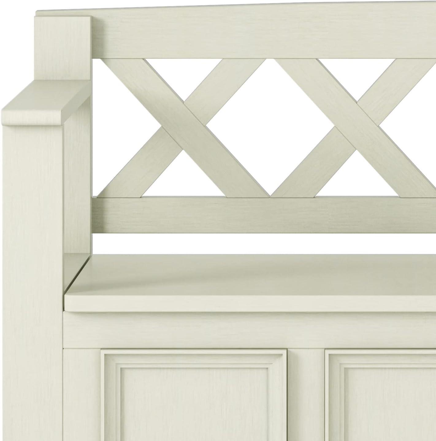 Simpli Home Amherst 48"W Solid Wood Entryway Storage Bench with Lift-Top Lid and Dual Compartments