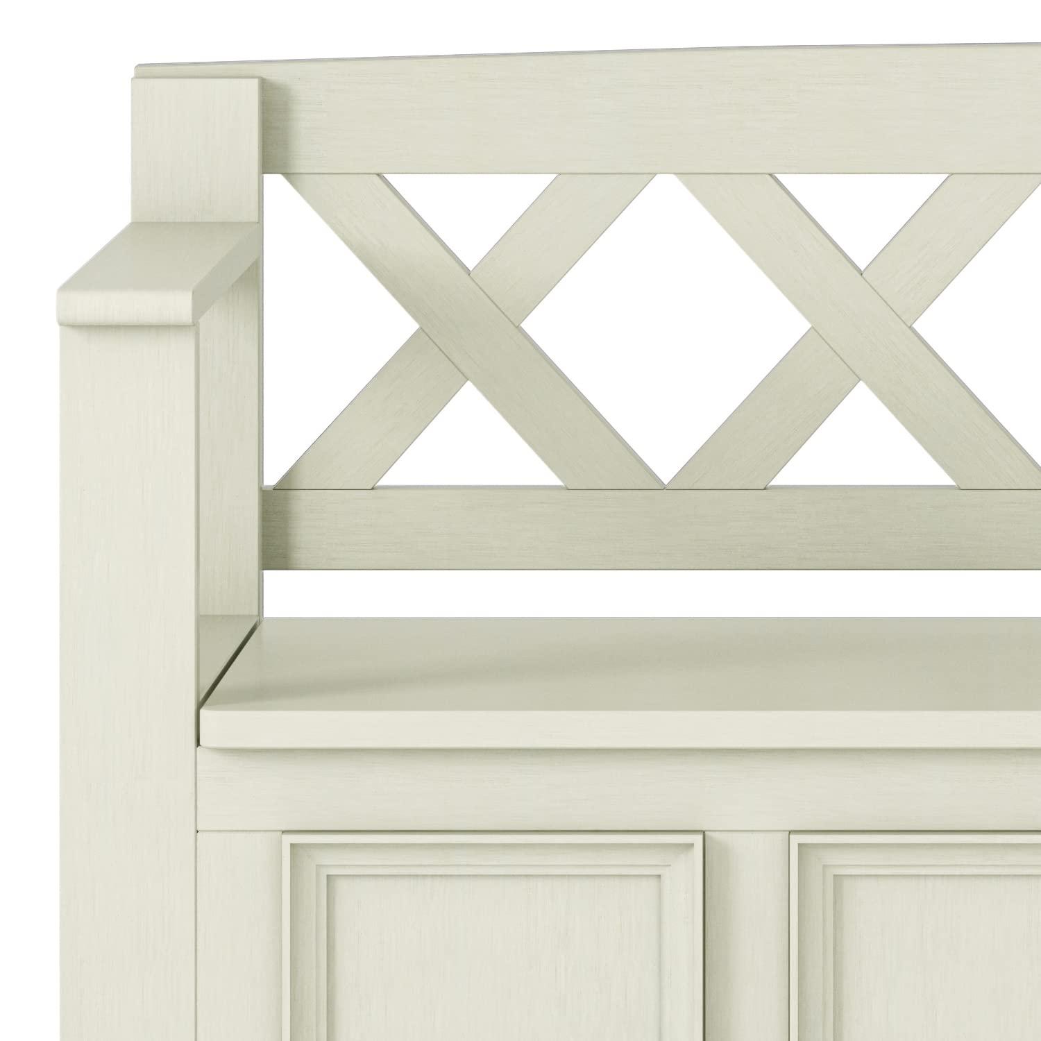 Simpli Home Amherst 48"W Solid Wood Entryway Storage Bench with Lift-Top Lid and Dual Compartments