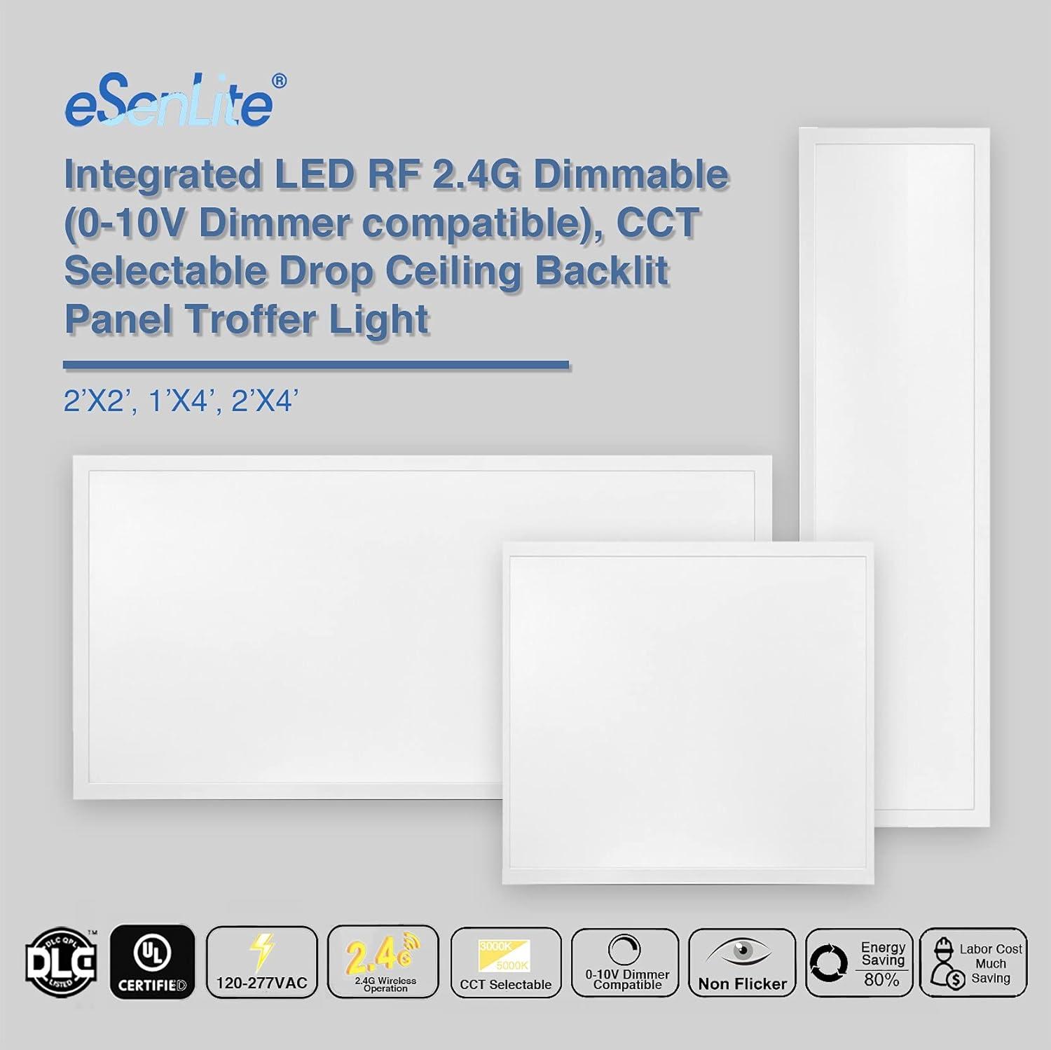 eSenLite 2ft.x4ft. 6500LM LED Commercial Flat Panel Ceiling Light - White (2pcs)