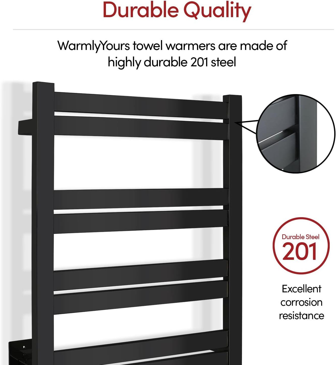 Maple 8 Electric Wall Mount Towel Warmer Series, Hardwired, 8 Bars