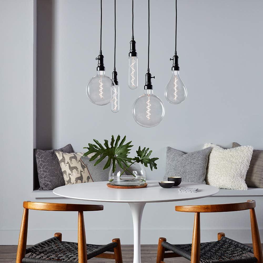 Satin Nickel Vintage Pendant Light with Black Cord