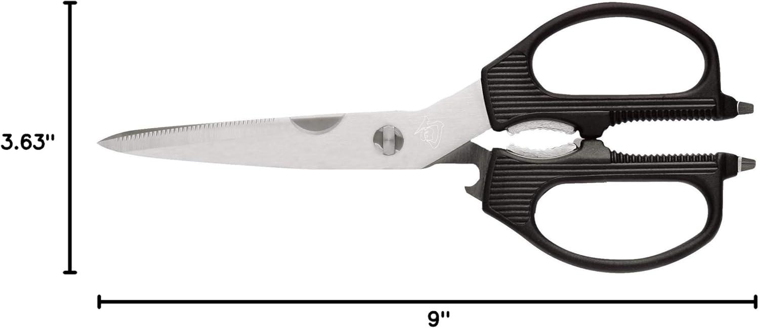 Shun Multi Purpose Shears, Stainless Steel Kitchen Scissors, DM7300, Black, 3.5 Inch Blade