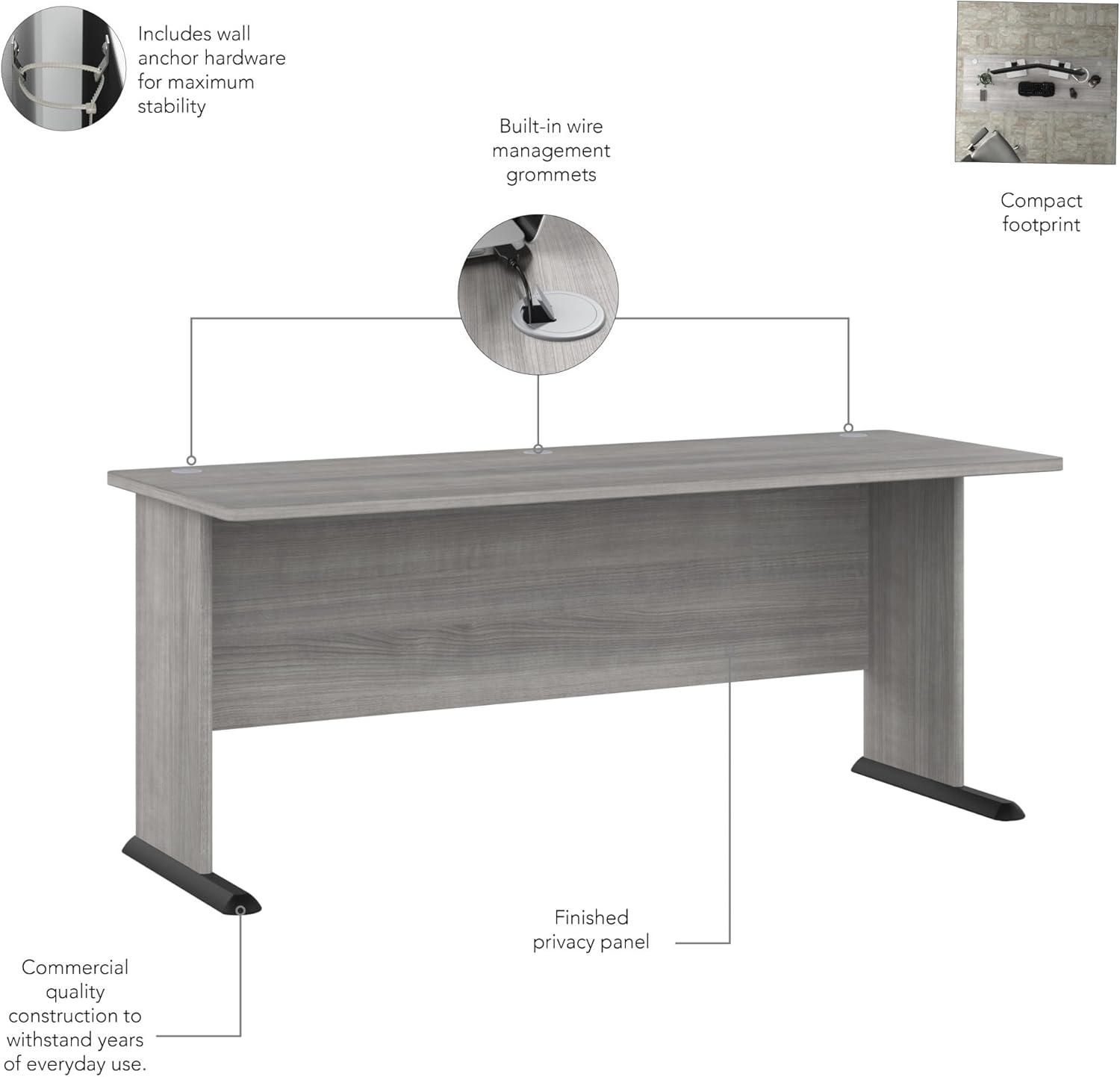 Studio A 72W Computer Desk in Platinum Gray - Engineered Wood