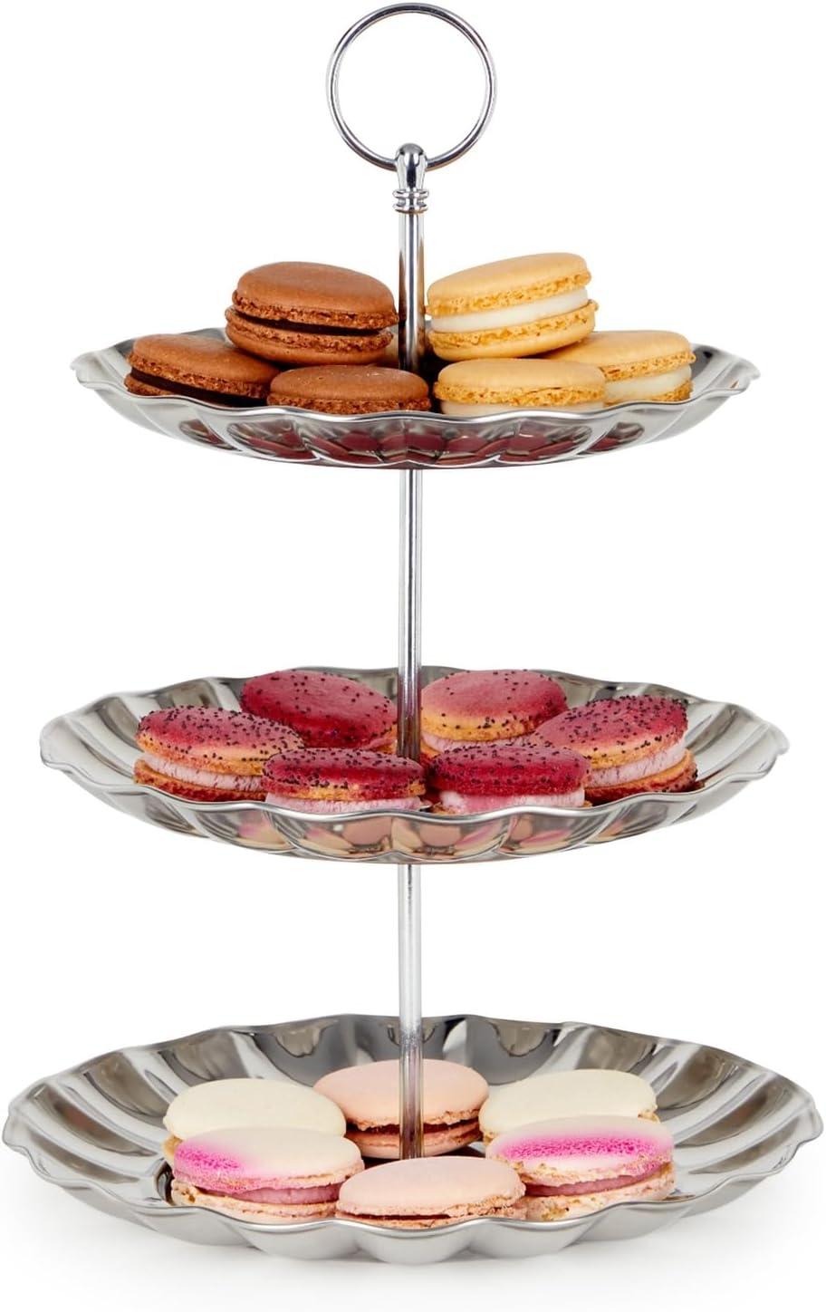 Silver Metal 3-Tier Round Dessert Stand