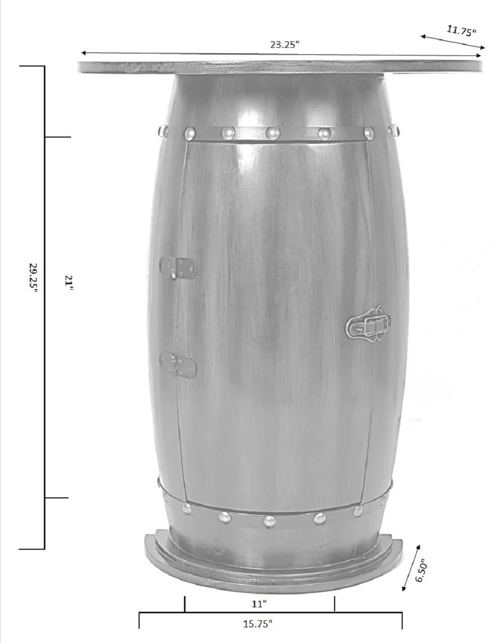 Vintiquewise Rustic Lockable Barrel Shaped Wine Bar Cabinet Wooden End Table