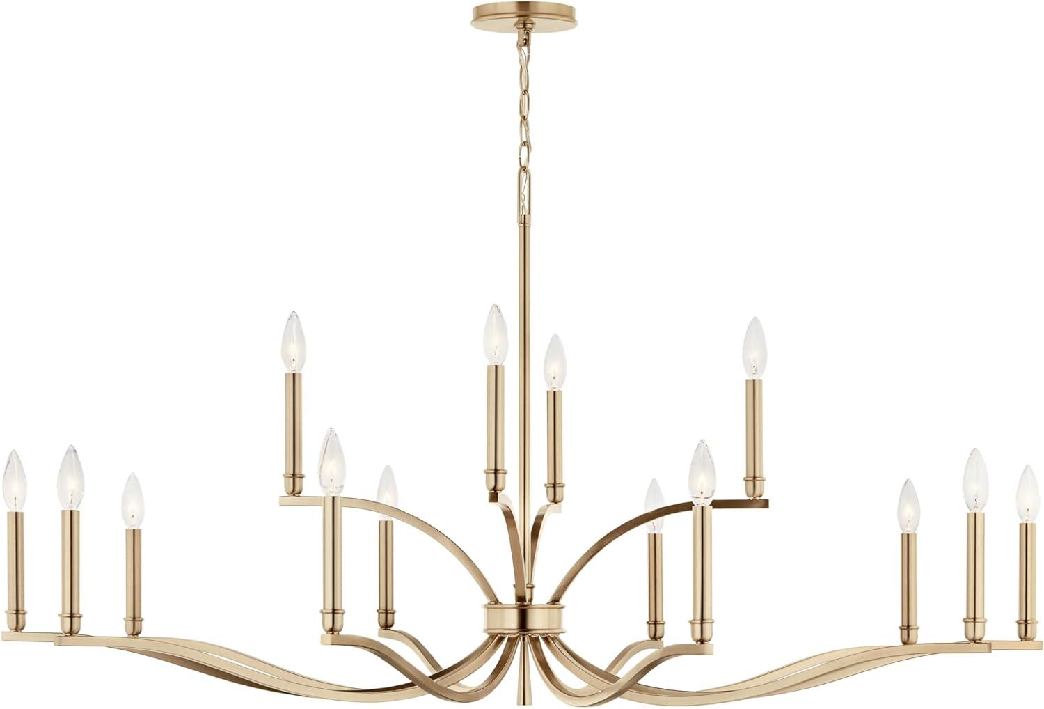 KICHLER Malene 14-Light 2-Tier Chandelier, Updated Traditional Light in Champagne Bronze, Sloped Ceiling Compatible, for Foyer, Dining Room or Living Room (27.25" x 52.75"), 52698CPZ