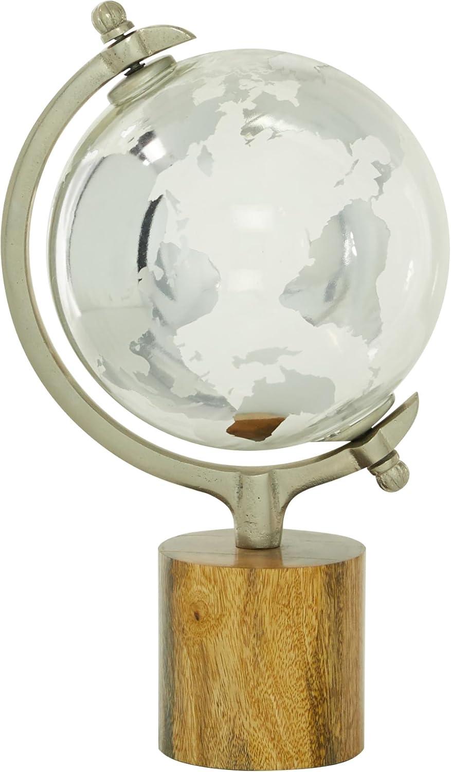 DecMode 8" Silver Globe with Brown Base