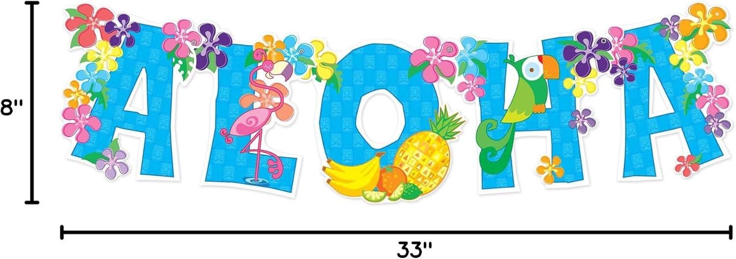 Colorful Hawaiian Aloha Streamer with Hibiscus Flowers